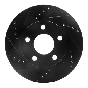 Chevrolet Classic Brake Rotor (1) - Front Left - R1 Concepts - Drilled & Slotted - Black - `97-`05